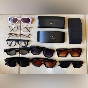 Bundle of 10 Sunglasses 3 Cases Emporio Armani/Aldo/Calvin Klein/Prada